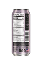 Mad Drop Drop.on Blueberry Coconut Lime prebiotic energy drink, back of can with nutrition facts and ingredient list