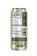 Mad Drop Drop.off Kiwi Red Grape Lime prebiotic wellness soda, back of can with nutrition facts and ingredient list