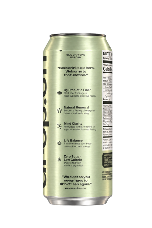 Mad Drop Drop.off Kiwi Red Grape Lime prebiotic wellness soda can, side view