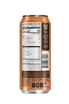 Mad Drop Drop.on Mango Mandarin Lime prebiotic energy drink, back of can with nutrition facts and ingredient list